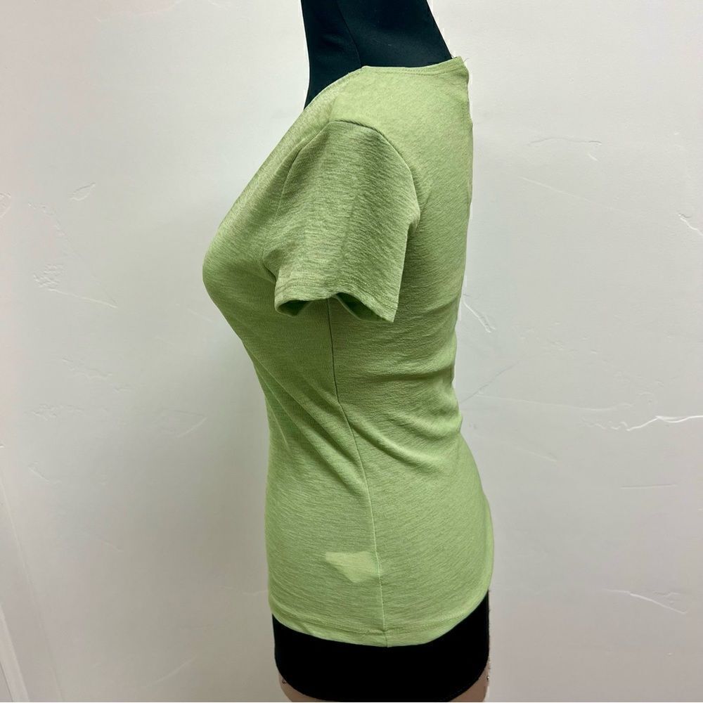 Forever 21 vintage y2k deadstock green v neck top sz M stretchy - Picture 6 of 12